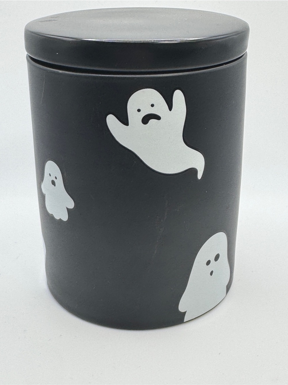DAVIDsTEA Halloween Ghost Tea Storage Canister Ceramic Jar with Lid Black White